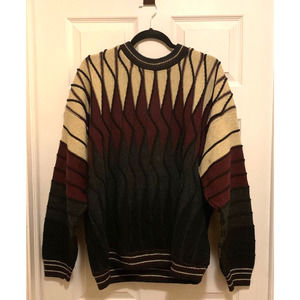 Vintage 90s Bachrach Grandpa Sweater COOGI style Chunky 3d Knit Size Large